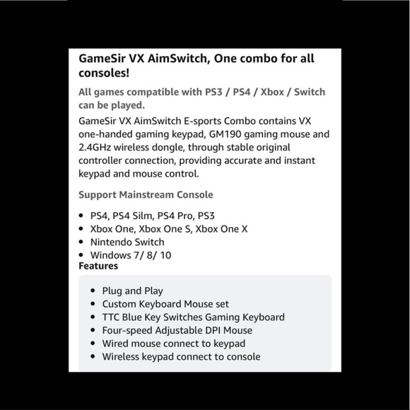 Gamesir VX keyboard and mouse for gaming system Xbox one ps4-5 - Picture 6 of 7